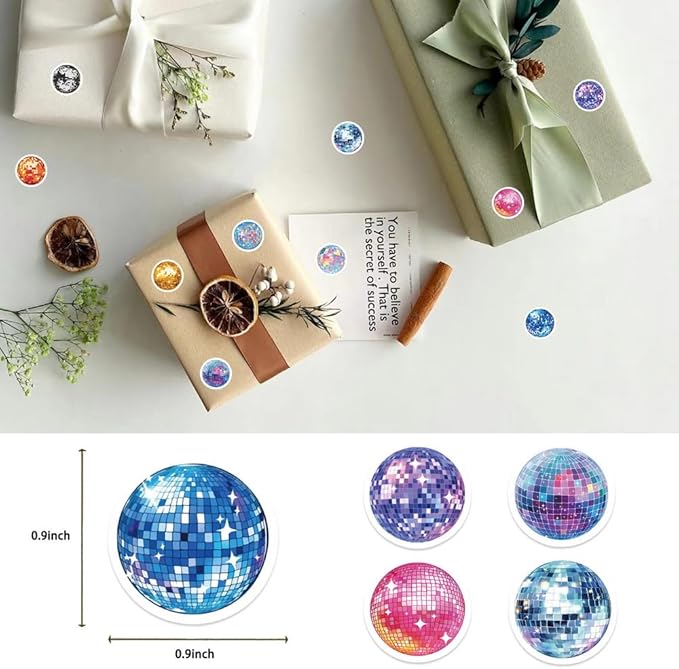 500pcs Cool Disco Ball Stickers - Vintage Retro Stickers, 1 Inch Self-Adhesive for Laptop, Luggage, Scrapbook, Bottles, Crafts & Decor