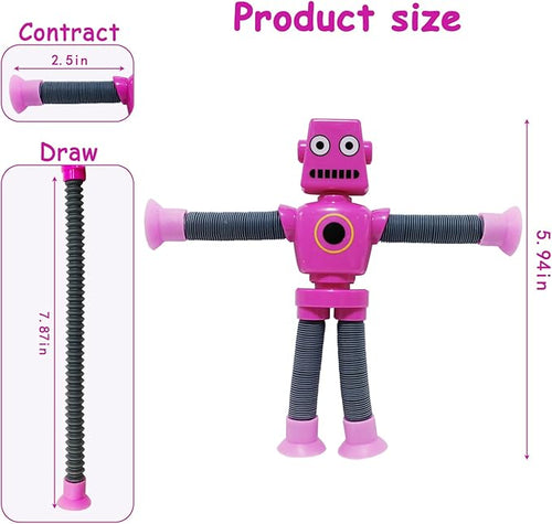32 PCS Suction Cup Robot Toy,Shape Changing Telescopic Pop Tubes Autism Sensory Toy Kids Girls Boys Toddlers Adult,Funny Robot Action Figure Bendable Fidget Toy Gift Birthday Party Favors Christmas