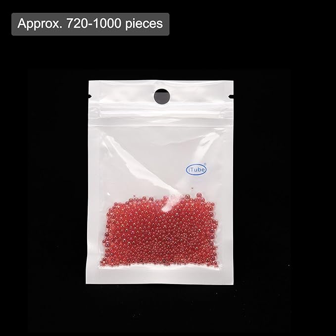 Iridescent Glass Tiny Bubble Beads, 0.4-3mm 10g No Hole Micro Mini Round Scarlet Red Water Droplets Beads - Applications: for Resin Filler, Nail Art, Dollhouse Bath Tub