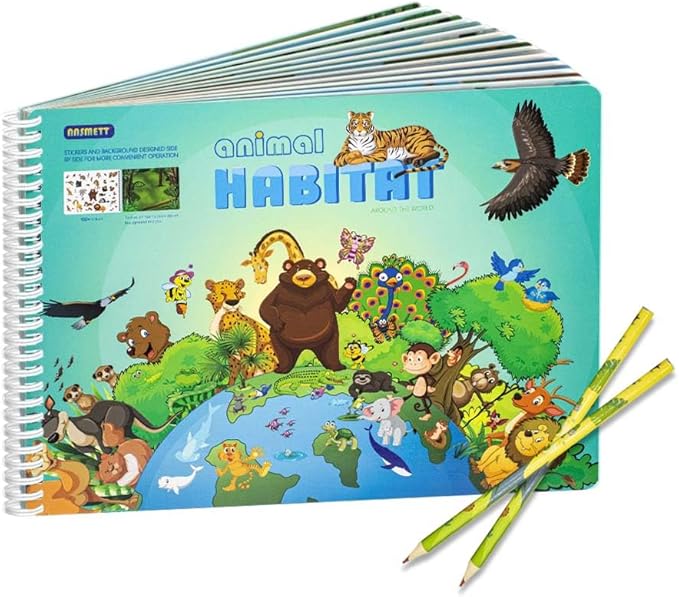 Sticker Books for Kids Animals Stickers for Kids, Toddler Stickers Aesthetic, 700+Animal Habitats Sticker Preschool Learning Activities for Kids Ages 3-5, Coloring for Kids Ages 2-4 (Animal Habitat)