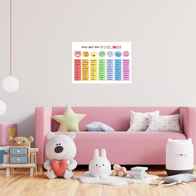 uoyien Feelings Chart For kids Mental Health Posters Help Students Understand Emotions Poster Calm Corner Special Education Classroom Decorations Preschool Classroom Supplies Unframed 12x16in