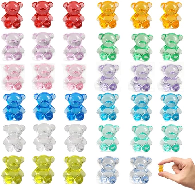 200 Pcs Acrylic Bears Sensory Bin Filler Plastic Bears Figurines Tiny Resin Animals to Hide Bulk Wedding Birthday Party Favors,Cute Table Decors,Gifts,Room Art Crafts,10 Colors