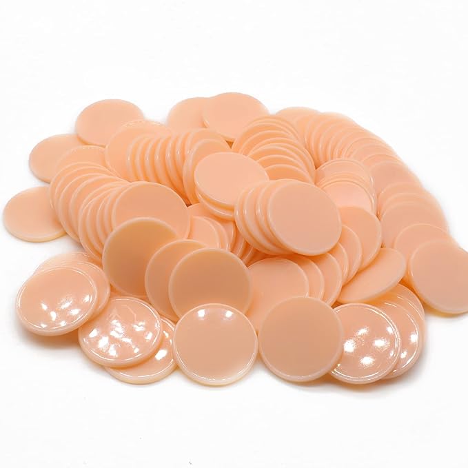 Set of 100 Opaque Plastic Learning Counters Mini Poker Chips Game Tokens with Storage Box (Peachpuff, 1 Inch)