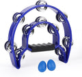 Tambourine Musical Instrument with Egg Shakers - Double Row Metal Jingles Tambourines Half Moon Handheld Percussion Gift for Adults Church Musical Education KTV Party Dance (Blue)