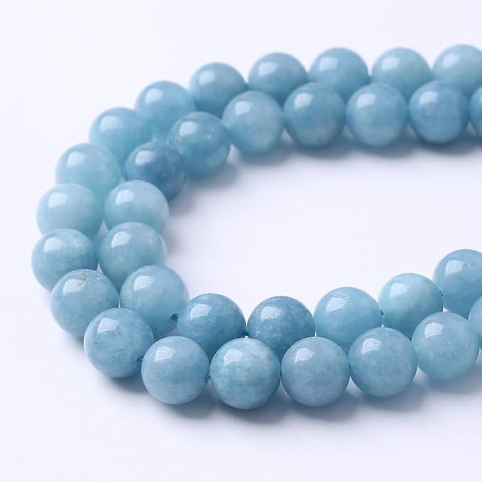 12MM 32PCS Blue Aquamarine Jade Loose Beads for Jewelry Making DIY Bracelet