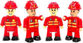 FUNERICA Toy Figures & Playsets - Fireman Action Figures for Kids - Firefighter Figurines - Little People Figures for Play, Fire Trucks, Fire Station Playsets - Mini People Community Helpers (4-Pack)