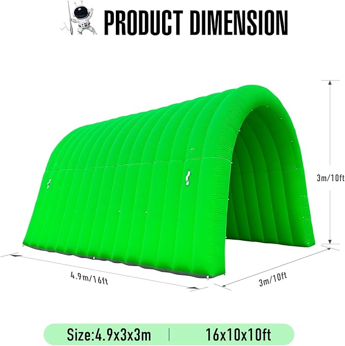 Inflatable Sports Tunnel Entrance with Built-in Blower – Advertising & Event Archway for Exhibitions, Shops, Supermarkets & Schools (Green, 16x10x10Ft)
