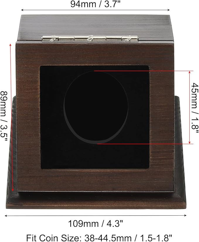 PATIKIL Coin Display Case, 1 Slot Coin Presentation Display Box Coin Box Coin Case with Coin Holder Fit 38-44.5mm Coin for Silver Dollar Collectors, Brown