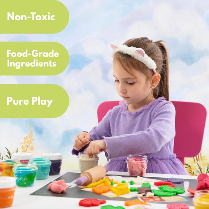 Natural Play Dough Set, Non-Toxic, Super Soft, Long Lasting Playdough, Modeling Dough, Kids Arts & Crafts, Preschool Toys, 6-Pack of 4.5-Ounce Cans