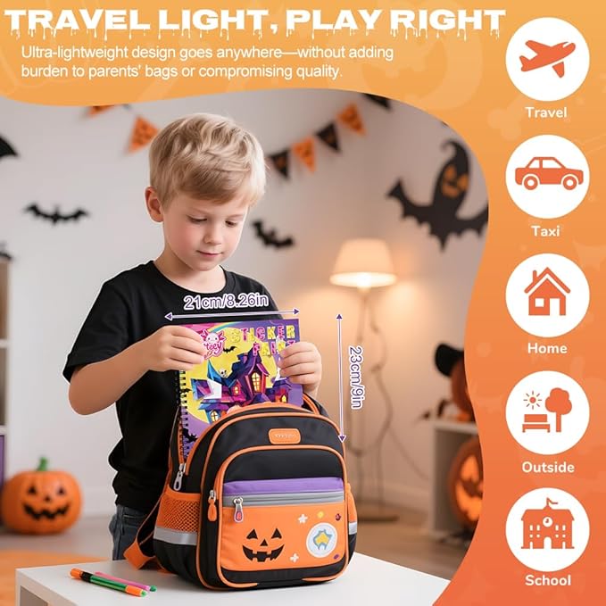 4PCS Paint by Number Sticker Book - Halloween Crafts & Acitivity Puzzles Book for Kids Ages 4-10, Travel Toys for Road Trip & Airplane,Perfect Halloween Gifts & Basket Stuffers for Kids