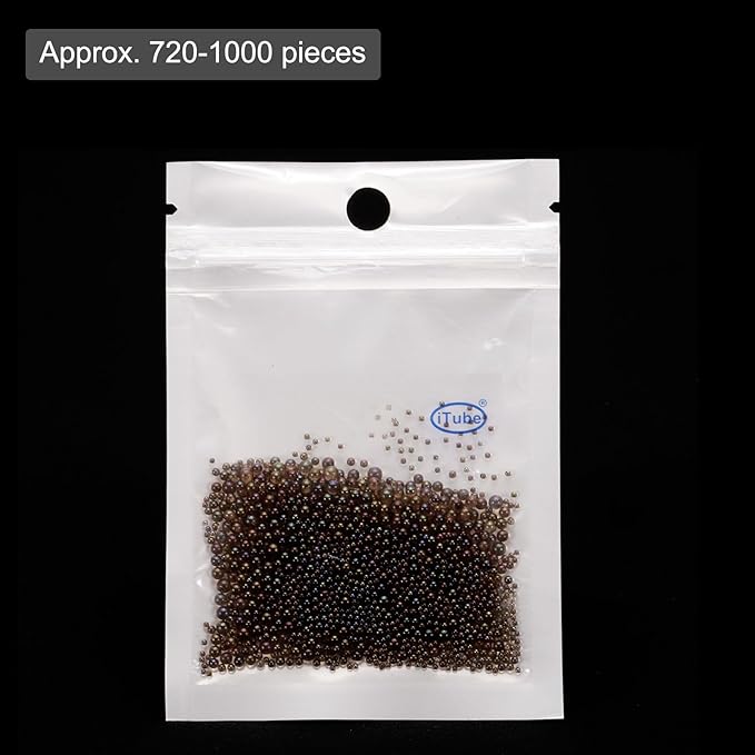 Iridescent Glass Tiny Bubble Beads, 0.4-3mm 10g No Hole Micro Mini Round Mauve Water Droplets Beads - Applications: for Resin Filler, Nail Art, Dollhouse Bath Tub