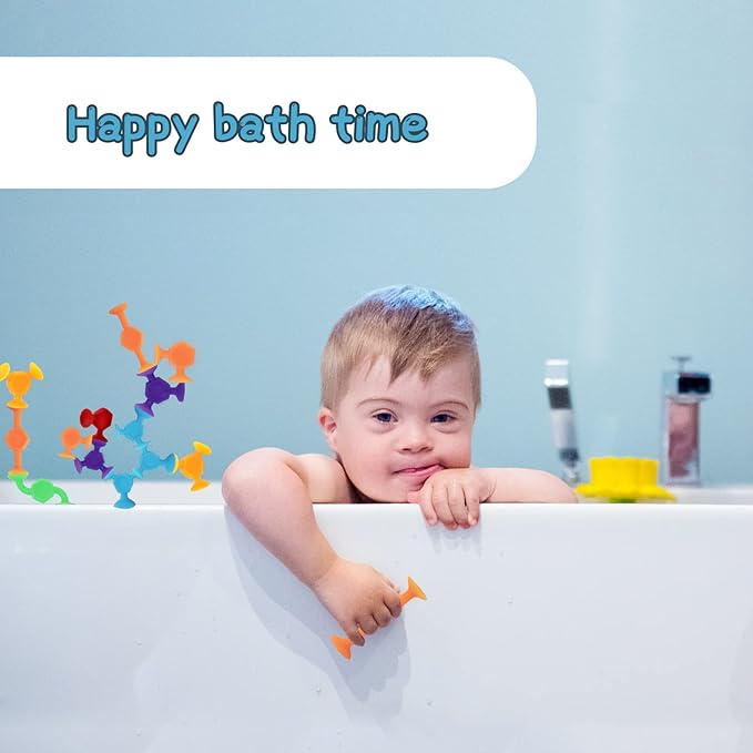Funny Old Man 48 Pcs Bath Toys for Kids Ages 3+, Sensory Toys for Autistic Children, Travel Toys Window Toys Stem Learning Toys, Bathtub Toys with Dinosaur Eggshell Storage