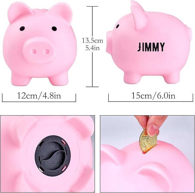 Personalized Cute Plastic Piggy Bank for Kids, Custom Unbreakable Toy Coin Bank with Name, First Toddler Money Box, Birthday, Easter, for Girls & Boys Home Decoration