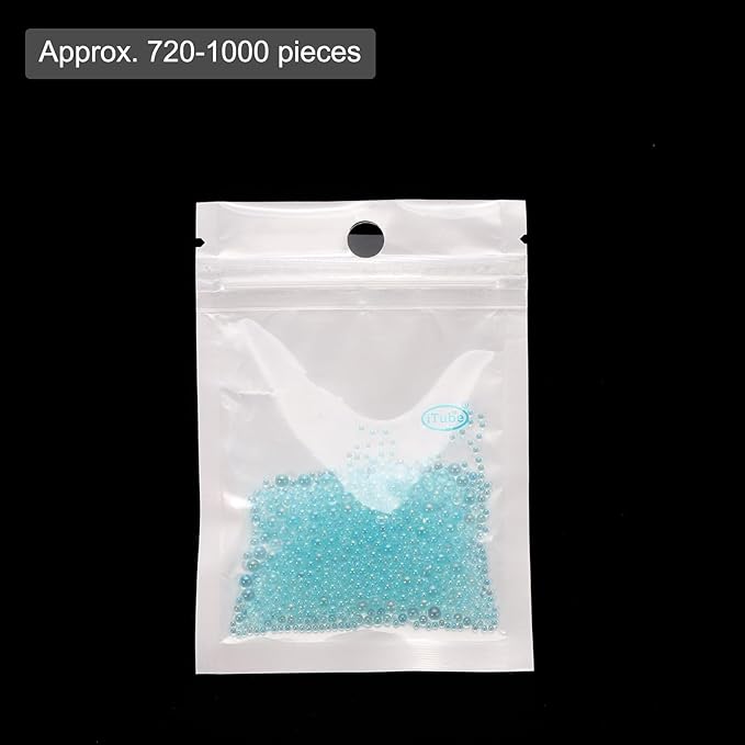 Iridescent Glass Tiny Bubble Beads, 0.4-3mm 10g No Hole Micro Mini Round Lake Blue Water Droplets Beads - Applications: for Resin Filler, Nail Art, Dollhouse Bath Tub