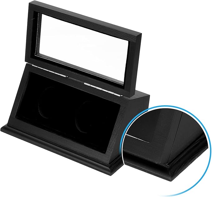 PATIKIL Coin Display Case, 2 Slots Coin Presentation Display Box Coin Box Coin Case with Coin Holder Fit 38-44.5mm Coin for Silver Dollar Collectors, Black