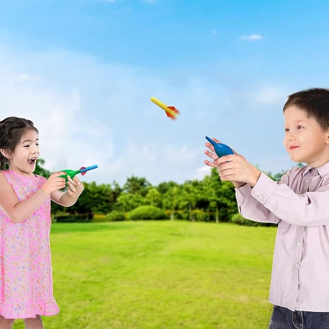 ArtCreativity Foam Rocket Blasters 18 Rockets and 6 Squeeze Launcher, Assorted Colors, High Flying, Fun Summer Outdoor, Birthday, Great Goodie Bag Filler, Party Favors Prizes, Easter Toys for Kids