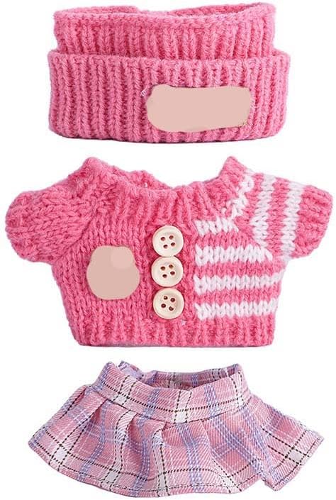 for Luxury 17cm Doll Clothes – 3-Piece Set （No Doll）, Adorable Outfit , Doll Outfit Clothes Set for 17cm Dolls,Clothes for Fashion Designer Collection Hat + Sweater + Skirt (Red)