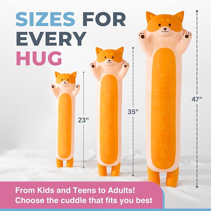 Fox Plush Body Pillow for Kids | Long Stuffed Animal Cuddle Pillow | Soft, Cute Hugging Toy | Plushie Gift for Girls & Boys | Long Plush Body Pillow for Sleep & Comfort | Large, 47 Inches