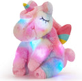 Athoinsu Rainbow Musical Light up Unicorn Stuffed Animal Soft Furry Plush Toy with LED Night Lights Children's Day Birthday Valentine's Day Gifts for Kids Toddler Girls,12''