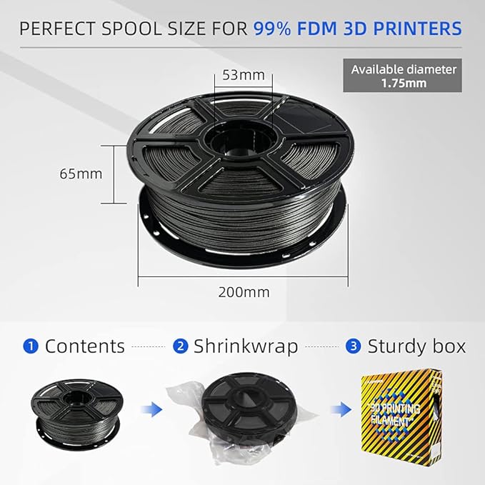 FLASHFORGE PLA Filament 1.75mm Galaxy Matte Black, 3D Printer Filament with Silver Glitter 1kg (2.2lbs) Spool, Dimensional Accuracy +/- 0.02mm, Shimmering 3D Printing Filament for Unique Finish