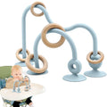 Baby Sensory High Chair Suction Toys for Infant Toddlers 6 12 18 24 Months, Food Grade Silicone String with Oak Loop Montessori Educational Parent-Child Baby Bath Toy (Blue)