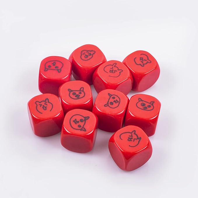 22MM Rounded Blank Six Sided Dice Lianshi Teaching Created Sesources Game Teaching Plastic Cubes Four Colors Choosable (10Pcs, Red)
