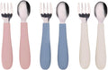 WeeSprout Toddler Utensils, 3 Forks & 3 Spoons, 18/8 Stainless Steel & Food Grade Silicone, Thick Easy-Grip Handles, Perfect Length For New Self Feeders, Gentle On Gums & Teeth, Dishwasher Safe
