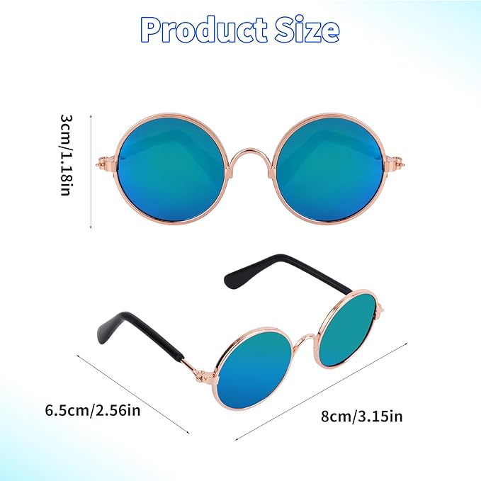 4pcs Mini Doll Glasses, Cute Tiny Sunglasses for Most Dolls Outfit and Toys Clothes Set Decorations with Metal Frame Multi-Color Lenses Fashion Eyewear Accessories(Color 2)