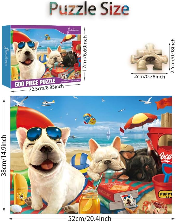 500 Pieces Jigsaw Puzzle for Adults and Kids Big Size Gift Idea Happy Dog (Sunbath 1)