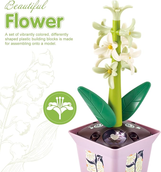 Musical Sunflower Piano Game Machine, Interactive Building Blocks Toy with Watering Can (Hyacinth)