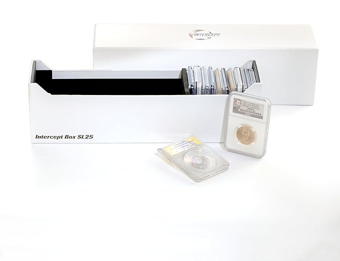LIGHTHOUSE - Storage Box SL 25 for 25 Coin Slabs Including PCGS, NGC, ANACS with INTERCEPT TECHNOLOGY Corrosion Protection (12 1/2" x 3" x 3 3/4")