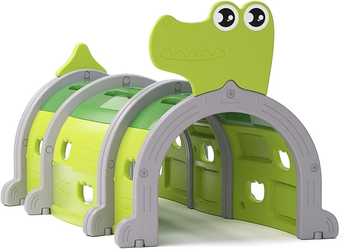 Glaf Tunnel Toys for Toddlers Climb and Crawl Baby Tunnels Play Tunnel for Kids 3-6 Years Old Indoor & Outdoor Toddler Play Equipment for Daycare, Preschool, Playground (Green, 3 Section)