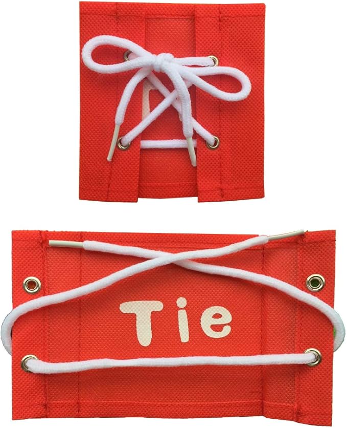 Busy Board Dress Learning Boards for Fine Motor Skills & Learn to Dress, Basic Life Skills Sensory Board, Learn to Zip, Snap, Tie Shoe Laces and Buckle (Type1, Orange)