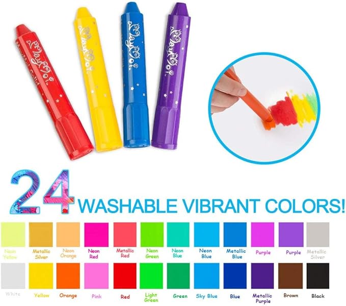 Tempera Paint Sticks, Washable Paint Sticks for Kids, Quick Drying & No Mess, Non-Toxic, Best Art Birthday Gifts for Kids (24 Colors)