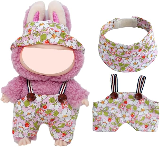2-Piece Clothes for Labubu (NO Doll), Handmade Liberty Fabric Dress and Bow Set for 17CM Dolls, Cute Outfit Accessories (PAYSANNE-Blossom)