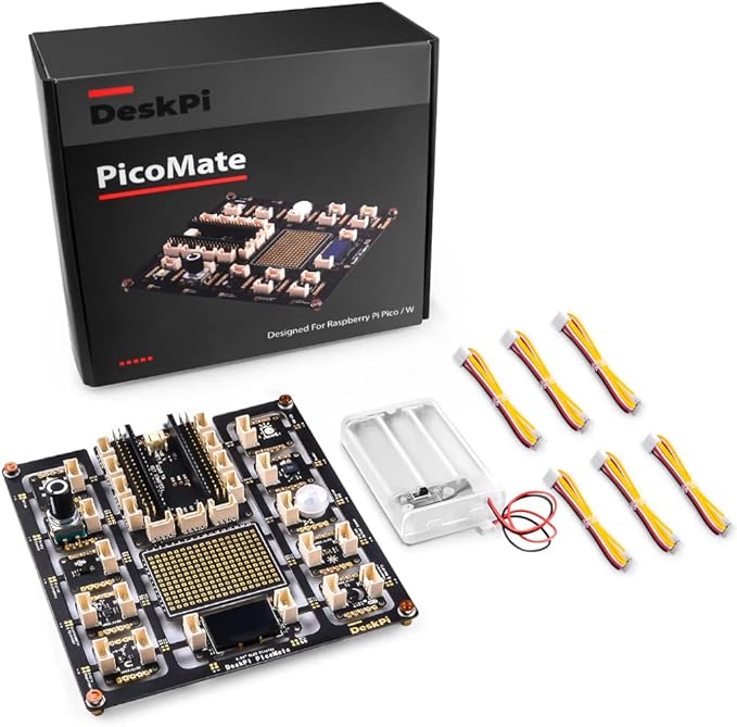 GeeekPi DeskPi PicoMate for Raspberry Pi Pico/Pico W, Learning Electronics and Programming Platform Based on Pi Pico/Pico W, with 12 Detachable Modules