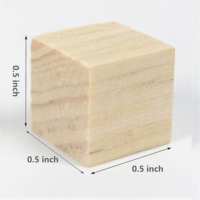 200 PCS 0.5 Inch Wooden Cubes,Unfinished Wood Blocks for Crafts,Wood Square Blocks for Crafts,Natural Blank Square Wooden Blocks