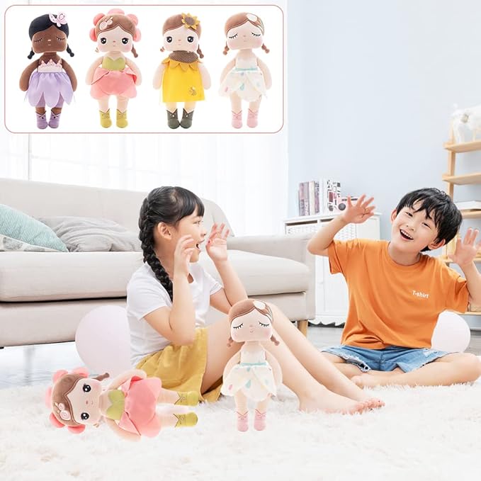 MeToo Princess Doll - 13" Soft Plush Angela Doll, Cute Flower Fairy, Non-Toxic PP Cotton, Tulips