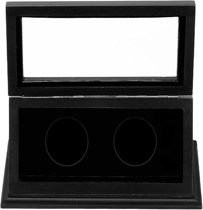 PATIKIL Coin Display Case, 2 Slots Coin Presentation Display Box Coin Box Coin Case with Coin Holder Fit 38-44.5mm Coin for Silver Dollar Collectors, Black
