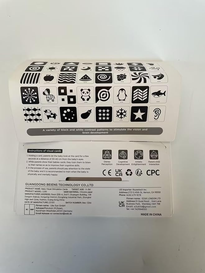 beiens High Contrast Baby Flashcards, Black White Color Newborn Brain Development Toys, Visual Stimulation Learning Activity Cards, Educational Infants Gift (Black & White(for 0-3 Months))