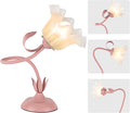 Cute Flower Desk Lamp, 3 Color Temperature Table Lamps with LED Bulb, Vintage Bedside Lamp, Reading Lamps with Soft Light for Bedroom, Living Room（Pink）