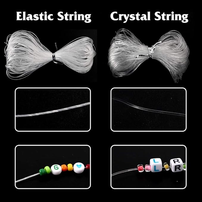 7600pcs Friendship Bracelet Kit Including 6000pcs 4mm Glass Seed Beads and 1600pcs Letter Beads for Bracelet Making, Jewelry Making and Crafts with 20m Crystal String and 30m Elastic String