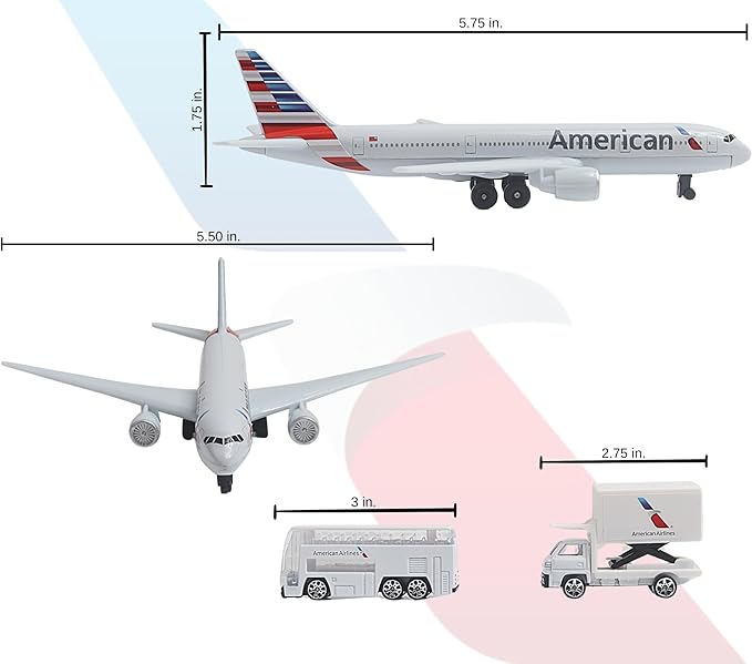 Daron American Airlines Airport Playset with Die-Cast Metal Model Airplane with Plastic Parts, Cars and Transportation Toys for Kids Ages 3+