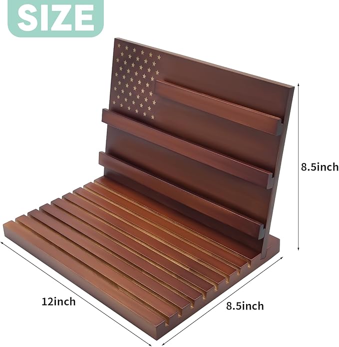 PiaoHao Challenge Coin Display Stand Military Coin Holder Wooden Rack Holds 80 Coins (Red)