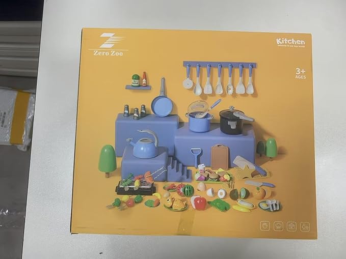 105Pcs Kids Kitchen Toy Accessories, Toddler Pretend BBQ Camping Cooking Playset, Play Pots, Pans, Utensils Cookware Toys, Play Food Set, Vegetables, Learning Gift for Girls Boys