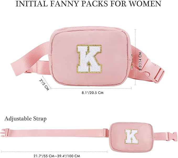 YOOLIFE Friendship Birthday Gifts - Pink Initial Crossbody Bag Belt Bag