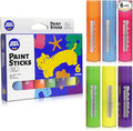 6 Neon Colors Tempera Paint Sticks, Mess Free, Quick Drying, Washable Paint for Kids, Non Toxic for Toddlers