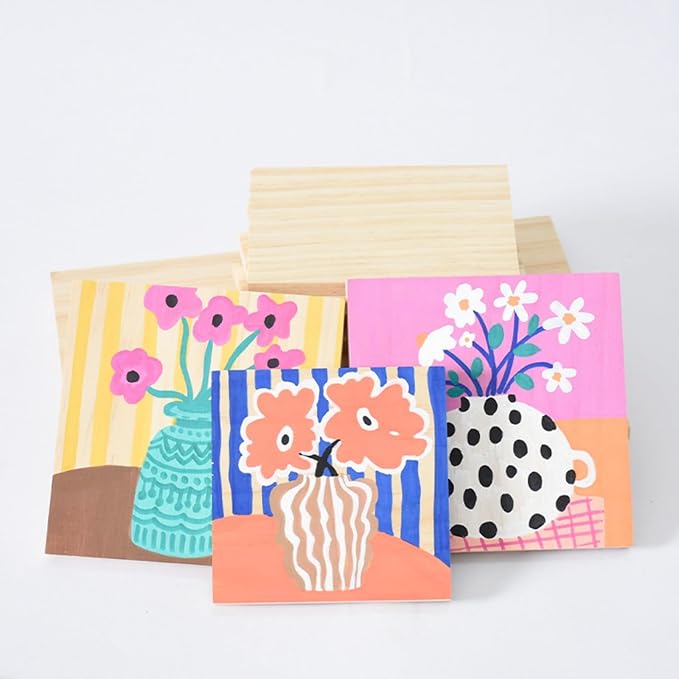 3PCS Unfinished Wood Square Blocks for Crafts, 9.8x9.8x0.4in Blank Wooden Squares Pine Wood Boards for Carving,DIY Wood Coasters,Painting & Burning