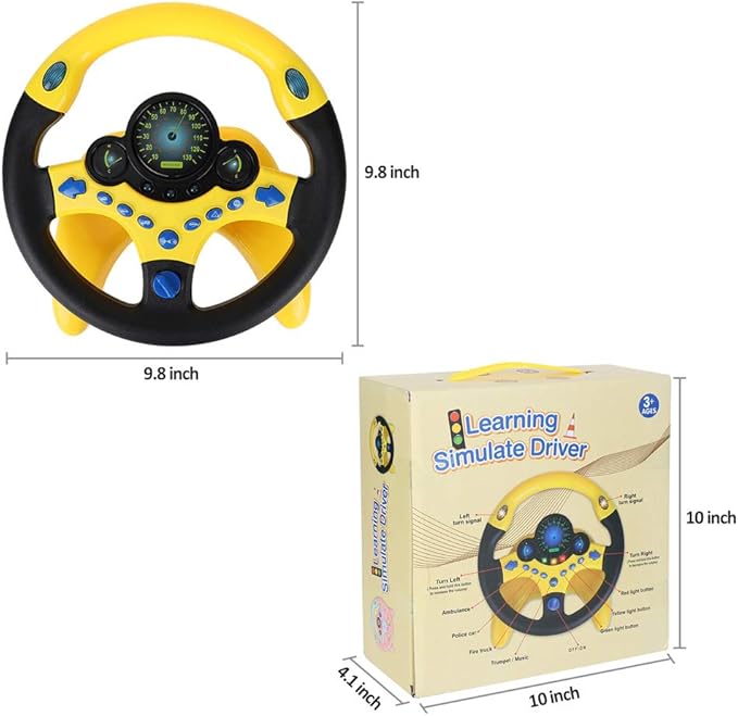 Coherny Simulated Driving Controller Portable Simulated Driving Steering Wheel Copilot Toy Children's Educational Sounding Toy Small Steering Wheel Toy Gift Funny Interactive Driving Wheel with Music