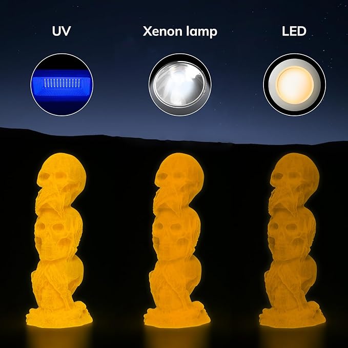 AMOLEN 3D PLA Printer Filament, 1.75mm Glow in The Dark Yellow PLA Filament for 3D Printing, Best with UV Lamps, 1kg Spool (2.2lbs), Dimensional Accuracy +/- 0.02 mm, Fit Most FDM 3D Printers
